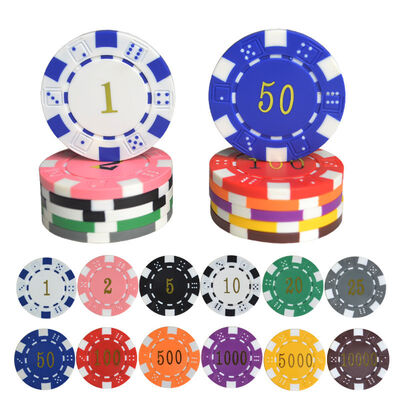 11.5g Dice Striped Casino Poker Chips Poker Jeton Games Fichas Casino Black Jack Pokersatr ABS Poker Chips
