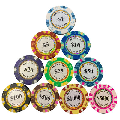 12.5g Clay Casino Texas Poker Chip Set Metal Coins Monte Carlo Chips Poker Club Accessories