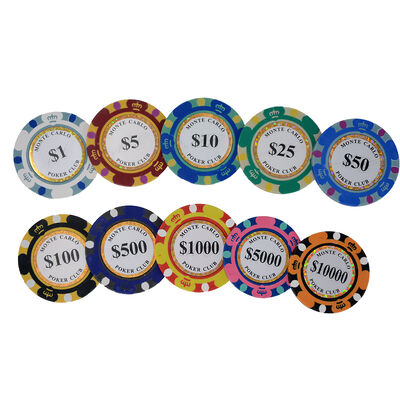 14g Clay Composite Poker Chips with 40mm Diameter and Custom Logo Printing for Casino Texas Hold'em
