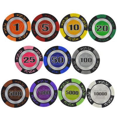 14g Weight Clay Composite Poker Chips with Customizable Appearance for Texas Hold'em and Casino Games