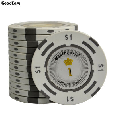 40mm 14g RFID Poker Chips with Monte Carlo Design and Custom Sticker Numbers for Casino Games