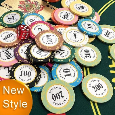 45mm Large Diameter Casino Poker Chips with 13.5g Controlled Weight and Clay Composite Metal Core for Texas Hold'em