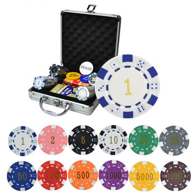 100pcs 14g Clay Composite Poker Chips with Custom Logo Printing for Casino and Texas Hold'em Games